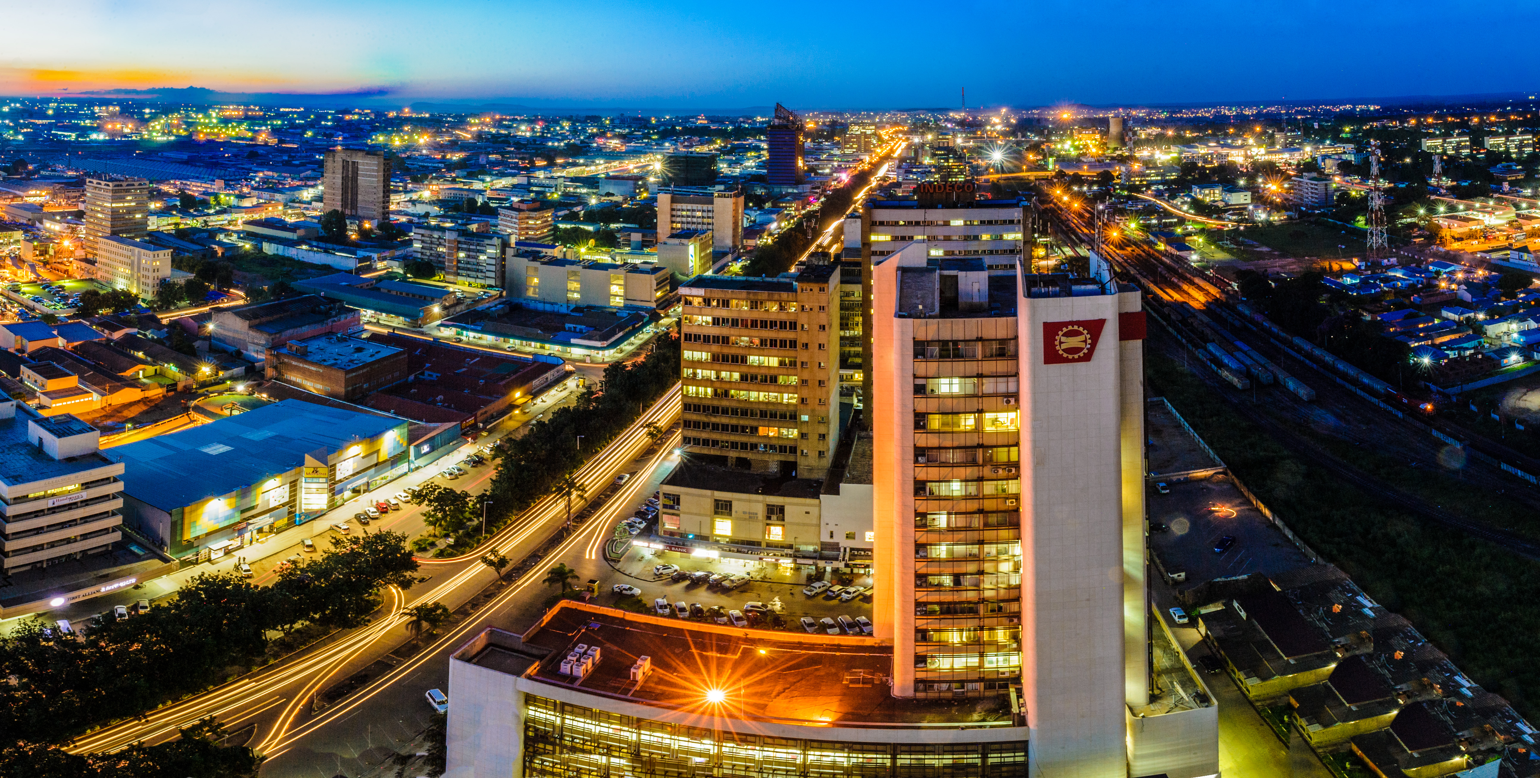Skyline of Lusaka by night