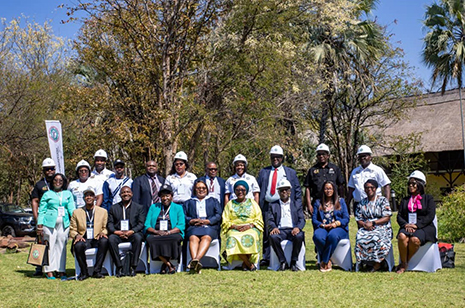 The Minister of Labour and Social Security, Brenda Tambatamba with the Workers Compensation Fund Control Board CEO, Africa Vision Zero Network Chairperson, Elizabeth Lungu-Nkumbula, speakers and some delegates during the launch of Vision Zero in the Construction sector held in Livingstone, Zambia&nbsp;